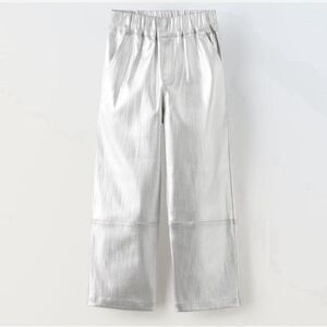 Zara Girls Kids Silver Metallic Pants(Size 13-14yr)
